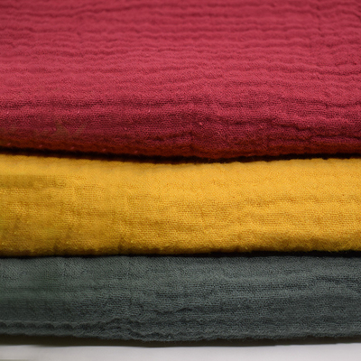 Garn färbte gelbes Gauze Fabric Crinkle Double Gauze-Gewebe des Krepp-130GSM
