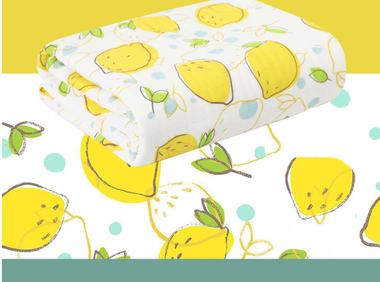 Grüne und gelbe Frucht kopiertes Baby Gauze Blankets Gauze Fabrics 220GSM
