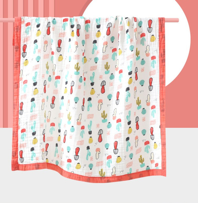 4 Schicht-Gauze Fabric Baby Swaddle Blanket-Karikatur 100% druckte der Baumwolle40s