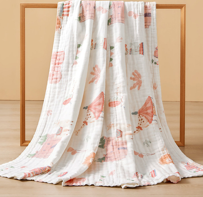 4 Schicht-Gauze Fabric Baby Swaddle Blanket-Karikatur 100% druckte der Baumwolle40s