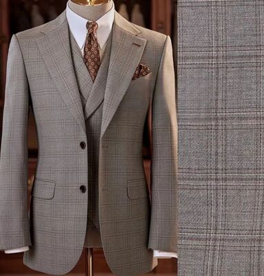 12% Wolle TR Check Suiting Stoff Mischt klassische Eleganz mit moderner Raffinesse.