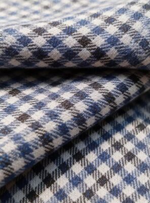 27% Rayon 70% Polyester 3% Elasthan 260 g/m² kariertes, knitterarmes und strapazierfähiges Gewebe mit glatter Textur