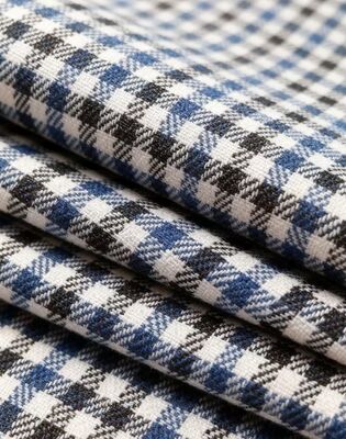 27% Rayon 70% Polyester 3% Elasthan 260 g/m² kariertes, knitterarmes und strapazierfähiges Gewebe mit glatter Textur