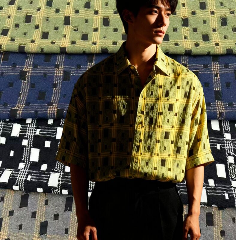 100% Baumwolle 130gm Modehemd Stoff Plaid Stoff Mischungen Künstlerisch