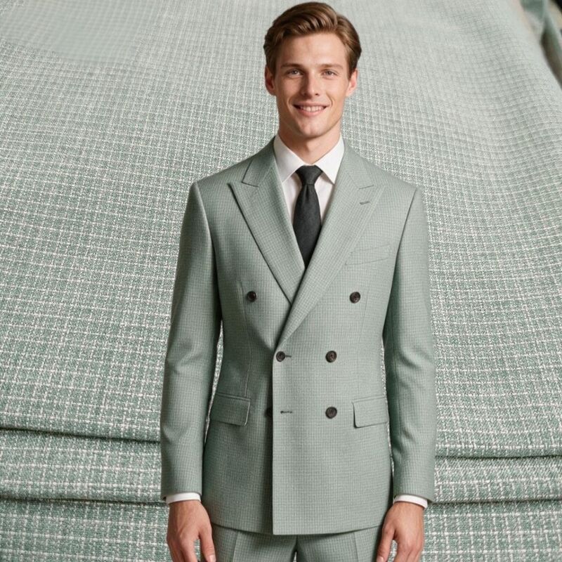 240gm TR Anzug Stoff mit subtilem Checkmuster - 85% Polyester 11% Rayon 4% Spandex Uniform Stoff